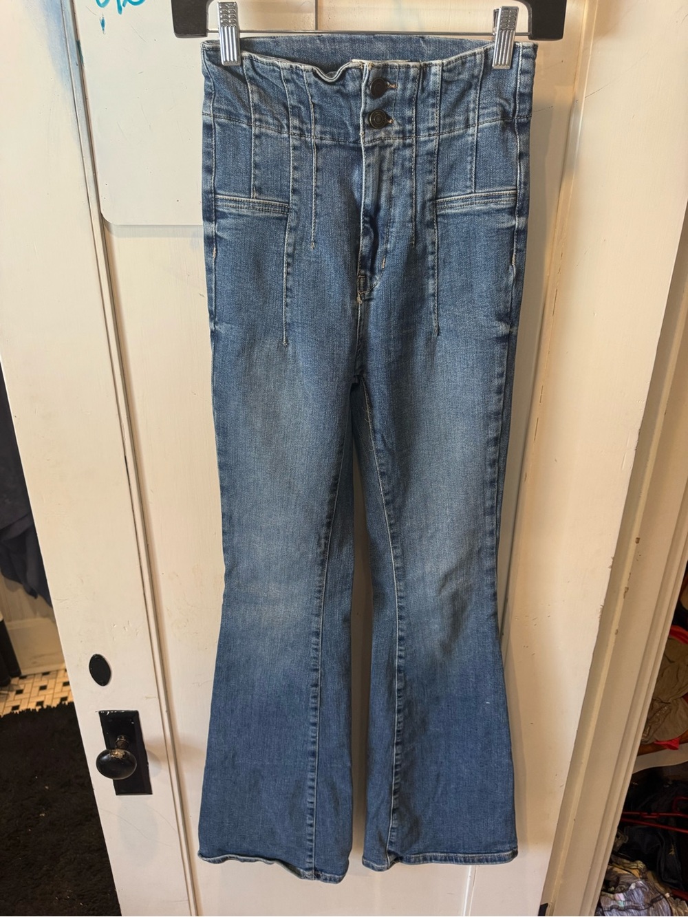 We The Free Medium Blue High-Rise Flare Jeans
